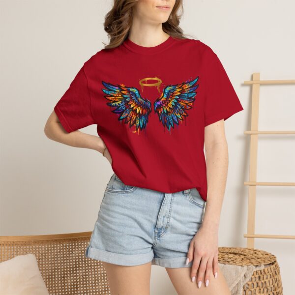 Colorful Angel Wings T-Shirt with Halo — Spiritual Graphic Tee