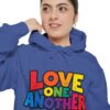 Love One Another Hoodie - Colorful Retro Text Pullover