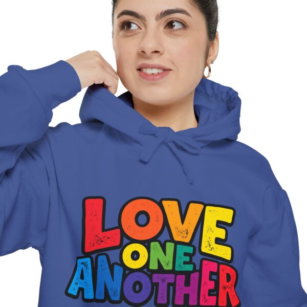 Love One Another Hoodie - Colorful Retro Text Pullover