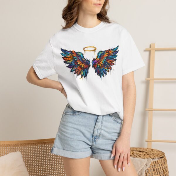Colorful Angel Wings T-Shirt with Halo — Spiritual Graphic Tee