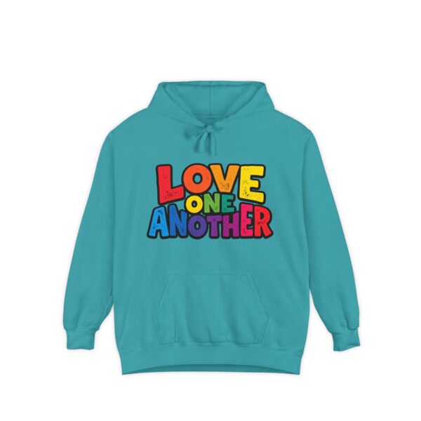 Love One Another Hoodie - Colorful Retro Text Pullover