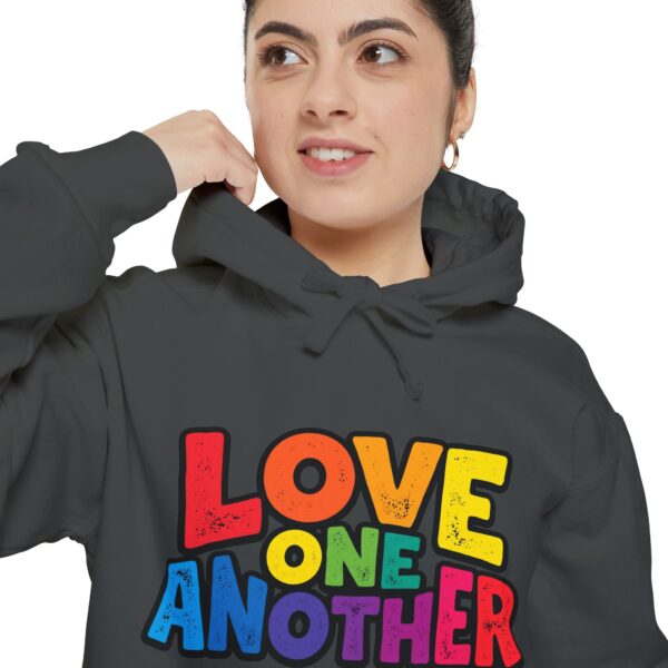 Love One Another Hoodie - Colorful Retro Text Pullover