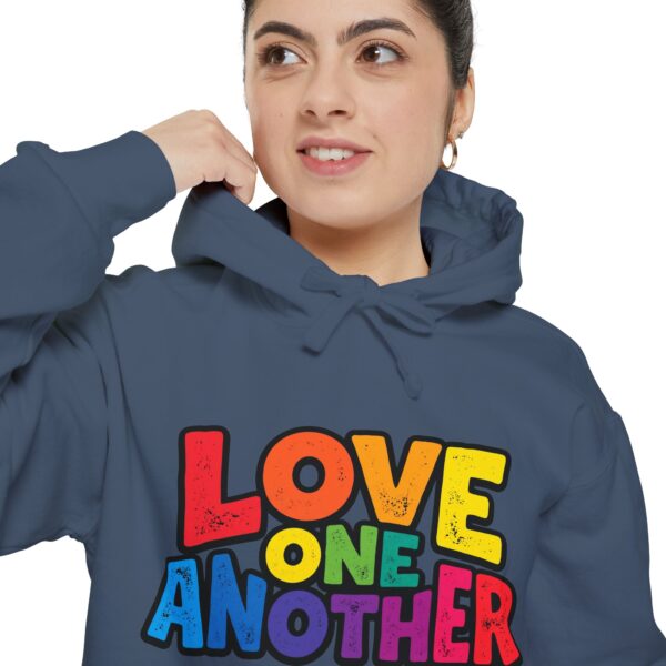 Love One Another Hoodie - Colorful Retro Text Pullover