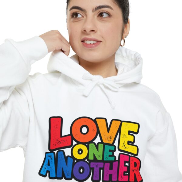Love One Another Hoodie - Colorful Retro Text Pullover