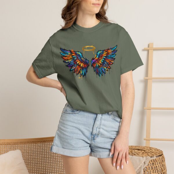 Colorful Angel Wings T-Shirt with Halo — Spiritual Graphic Tee