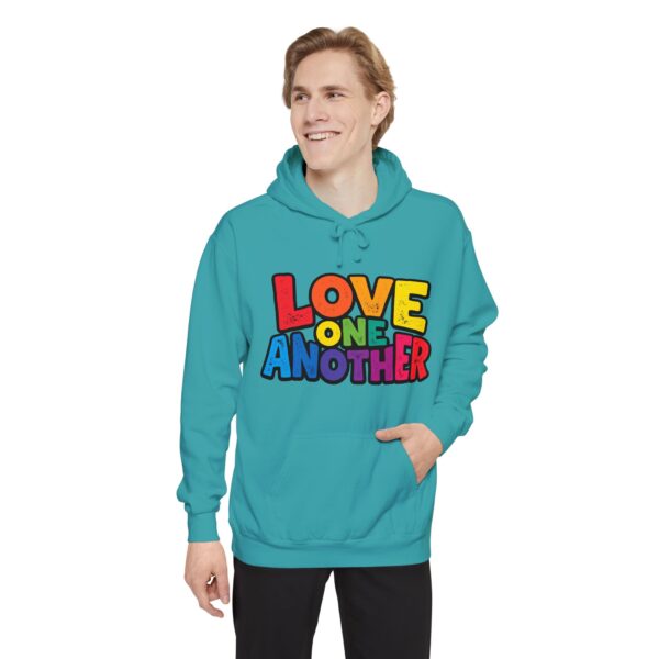 Love One Another Hoodie - Colorful Retro Text Pullover