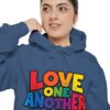 Love One Another Hoodie - Colorful Retro Text Pullover