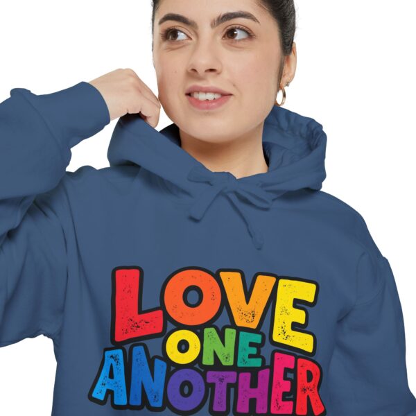 Love One Another Hoodie - Colorful Retro Text Pullover