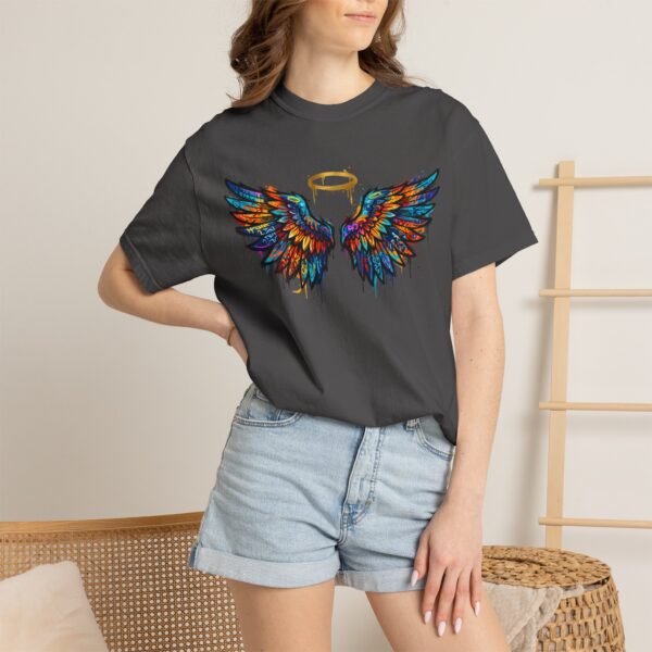 Colorful Angel Wings T-Shirt with Halo — Spiritual Graphic Tee