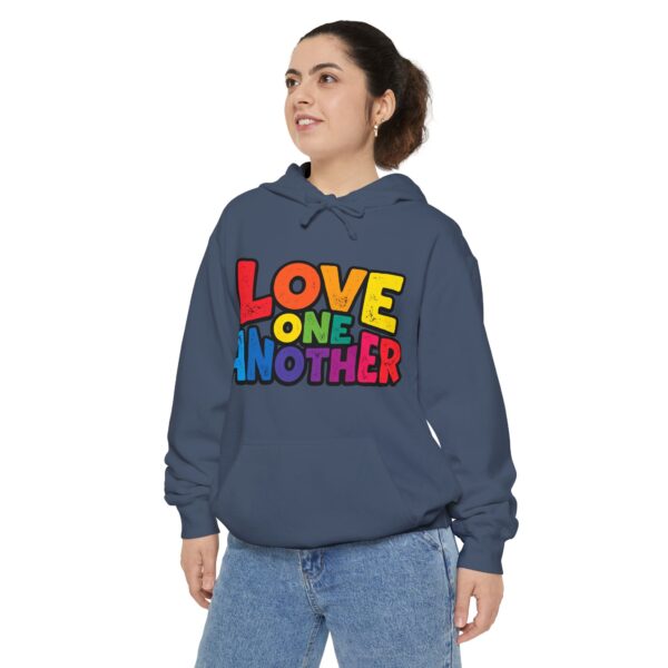 Love One Another Hoodie - Colorful Retro Text Pullover