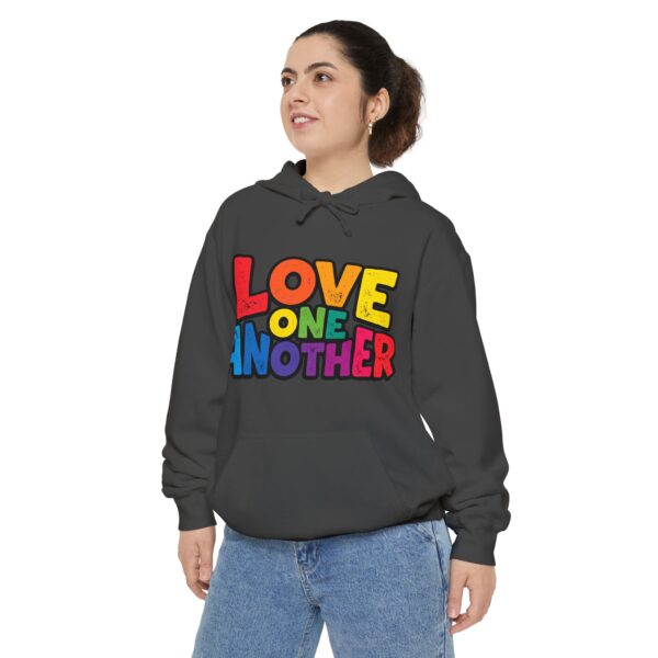 Love One Another Hoodie - Colorful Retro Text Pullover
