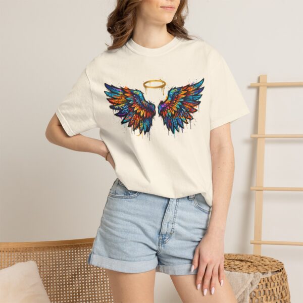 Colorful Angel Wings T-Shirt with Halo — Spiritual Graphic Tee