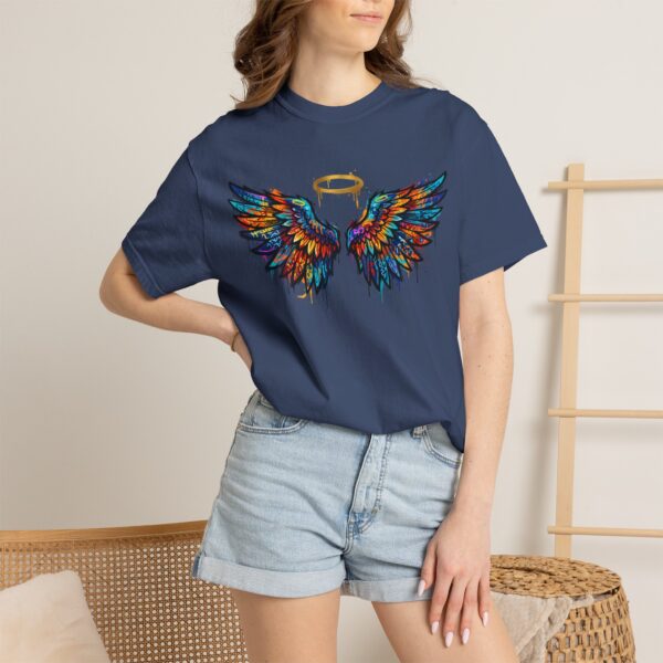 Colorful Angel Wings T-Shirt with Halo — Spiritual Graphic Tee