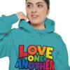 Love One Another Hoodie - Colorful Retro Text Pullover