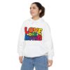 Love One Another Hoodie - Colorful Retro Text Pullover