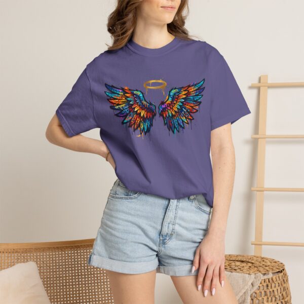 Colorful Angel Wings T-Shirt with Halo — Spiritual Graphic Tee