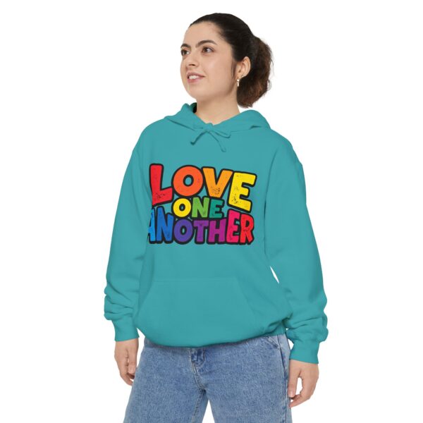 Love One Another Hoodie - Colorful Retro Text Pullover