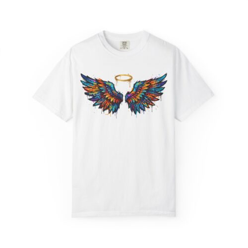 Colorful Angel Wings T-Shirt with Halo — Spiritual Graphic Tee