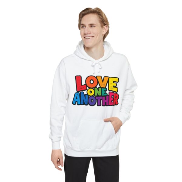 Love One Another Hoodie - Colorful Retro Text Pullover