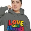 Love One Another Hoodie - Colorful Retro Text Pullover