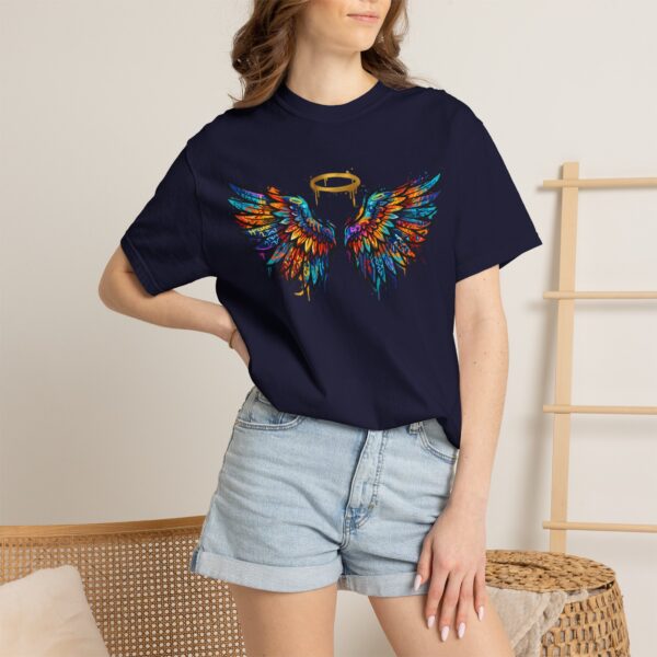 Colorful Angel Wings T-Shirt with Halo — Spiritual Graphic Tee