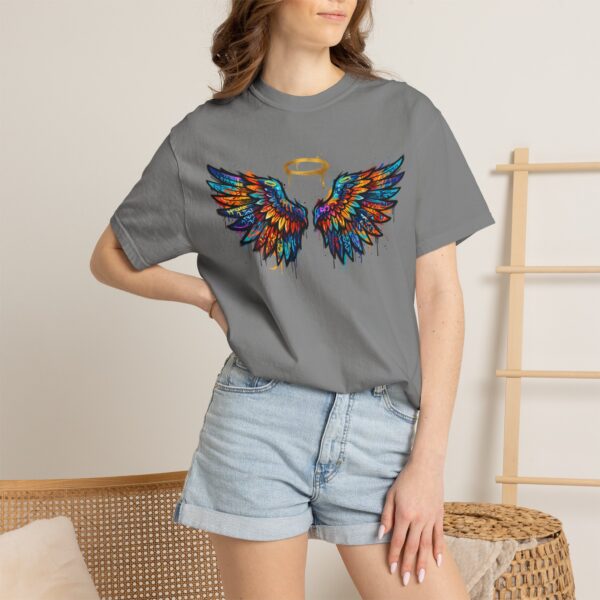 Colorful Angel Wings T-Shirt with Halo — Spiritual Graphic Tee